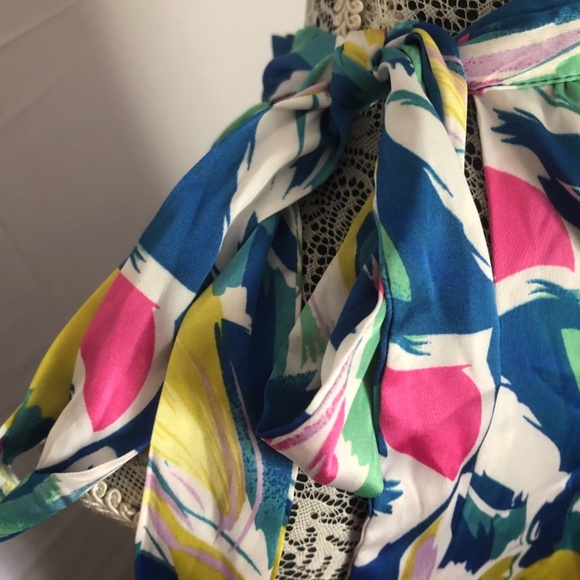 TCEC Blue Floral Tie Neck Dress (J) - Picture 7 of 8